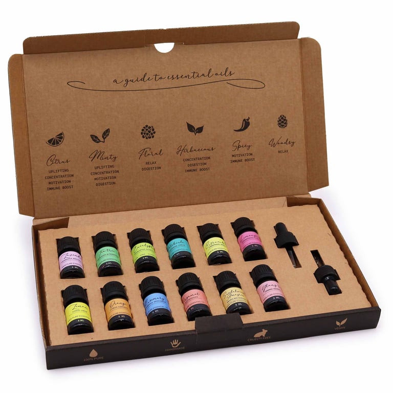 12-Piece Aromatherapy Essential Oil Set - Premium Blends by Essential Oils Co.
