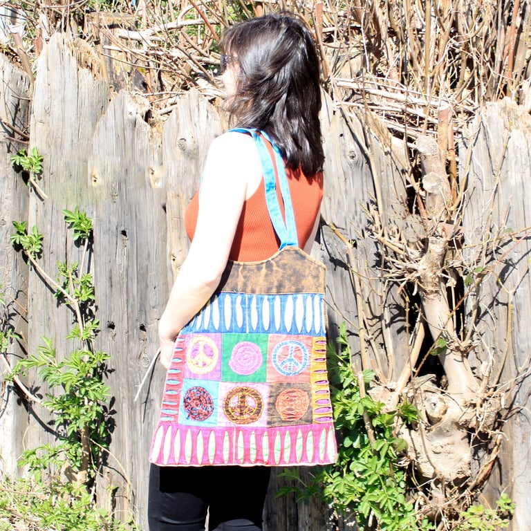 Classic Handmade Eco-Friendly Boho Peace Skirt Bags Assymetrical Vintage Style
