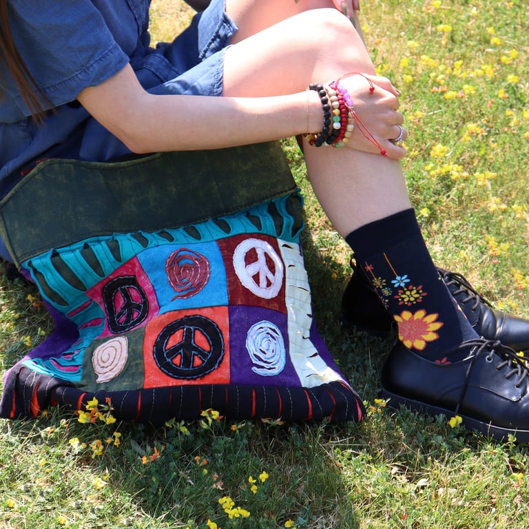 Classic Handmade Eco-Friendly Boho Peace Skirt Bags Assymetrical Vintage Style