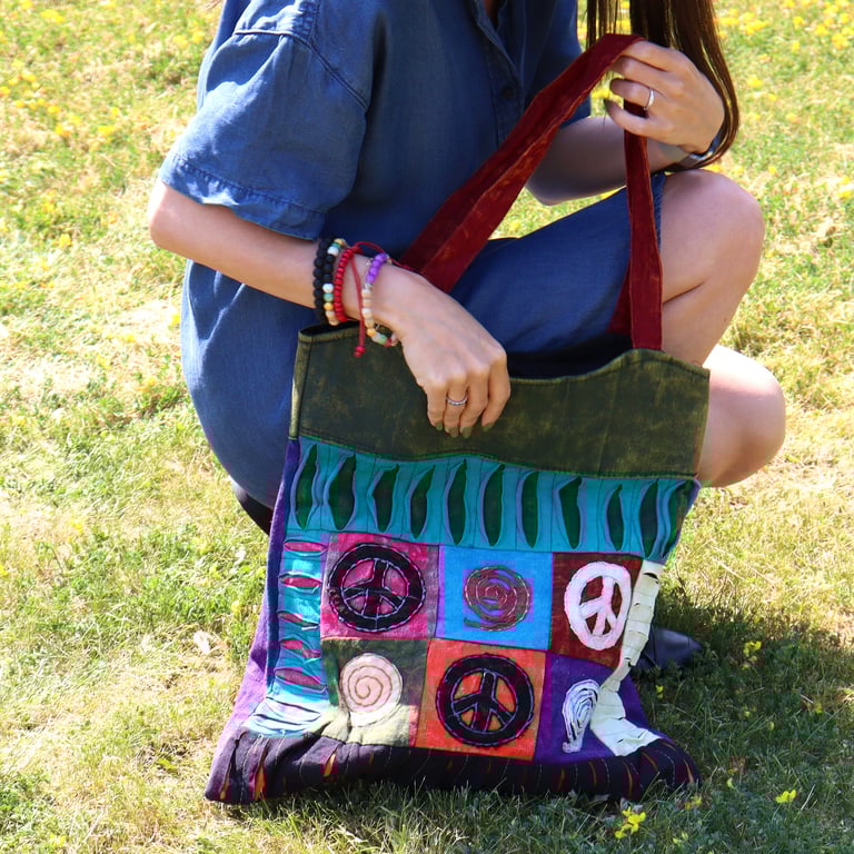 Classic Handmade Eco-Friendly Boho Peace Skirt Bags Assymetrical Vintage Style