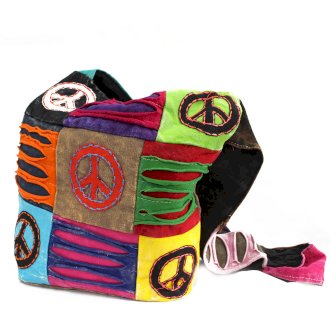 Handmade Ethnic Sling Bag - Sand Colored Peaceful Boho Chic Tote for Women