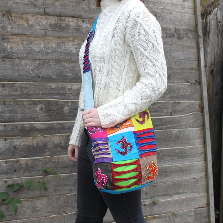 Handmade Ethnic Sling Bag - Sand Colored Peaceful Boho Chic Tote for Women