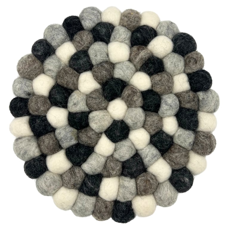 Felt Ball Round Placemat - Multi Grey Colour Kitchen Dining Room Protector
