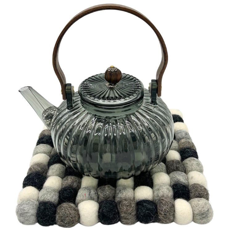 Felt Ball Square Placemat - Multi Grey Colour, Durable Home Decor Mat for Kitchen or Dining Area