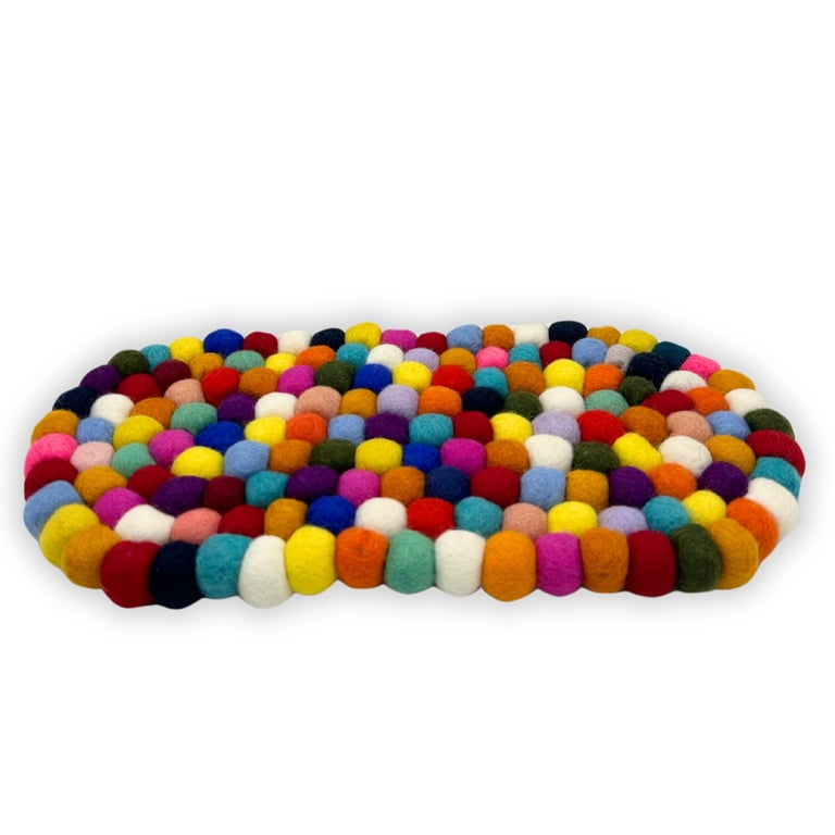 Felt Ball Oval Centre Mat (Multi-Colour) - Durable & Decorative