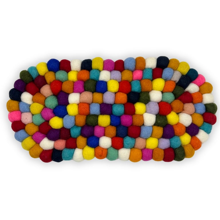 Felt Ball Oval Centre Mat (Multi-Colour) - Durable & Decorative