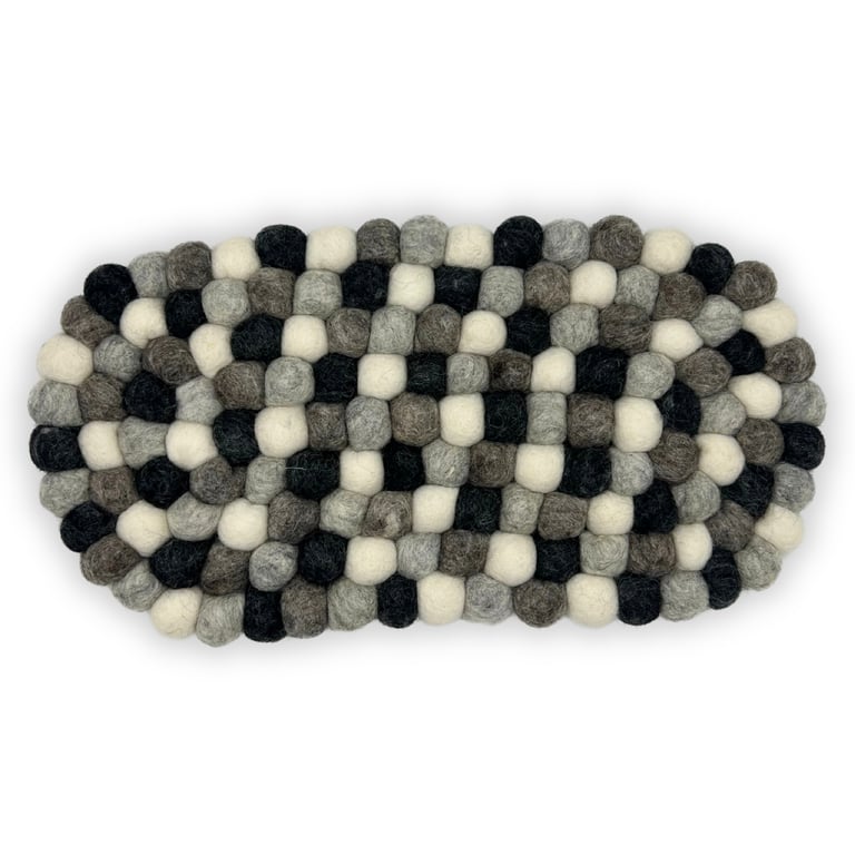 Felt Ball Oval Centre Mat - Multi Grey - Durable Felt Accessory