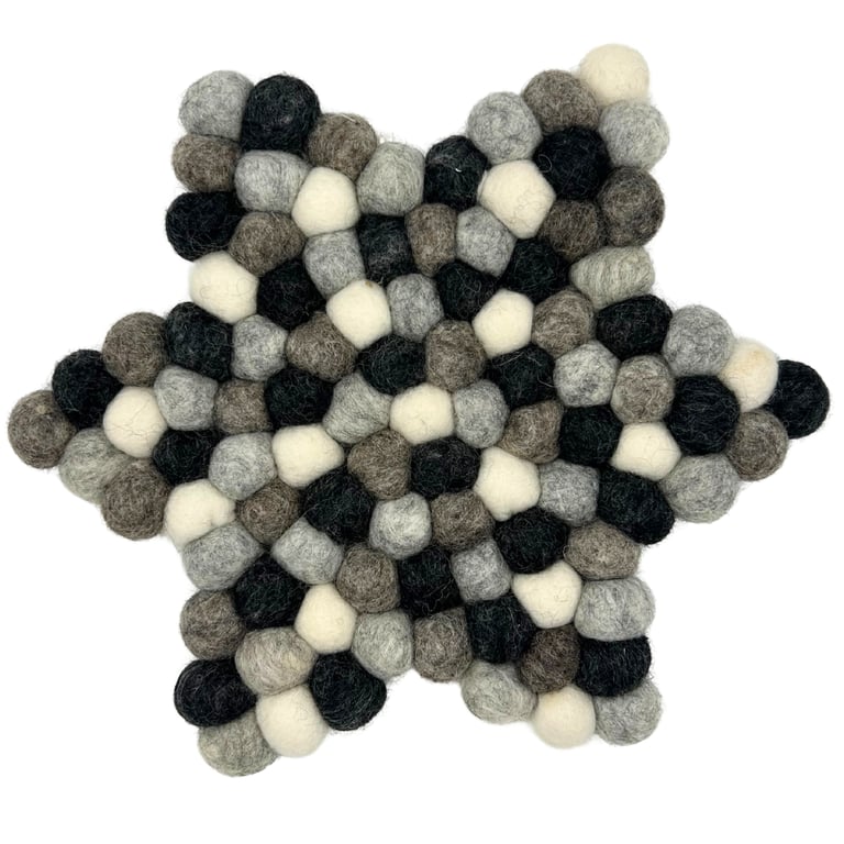 Felt Ball Star Centre Mat - Multi Grey Colour, Children s Play Floor Mat for Toys and Learning