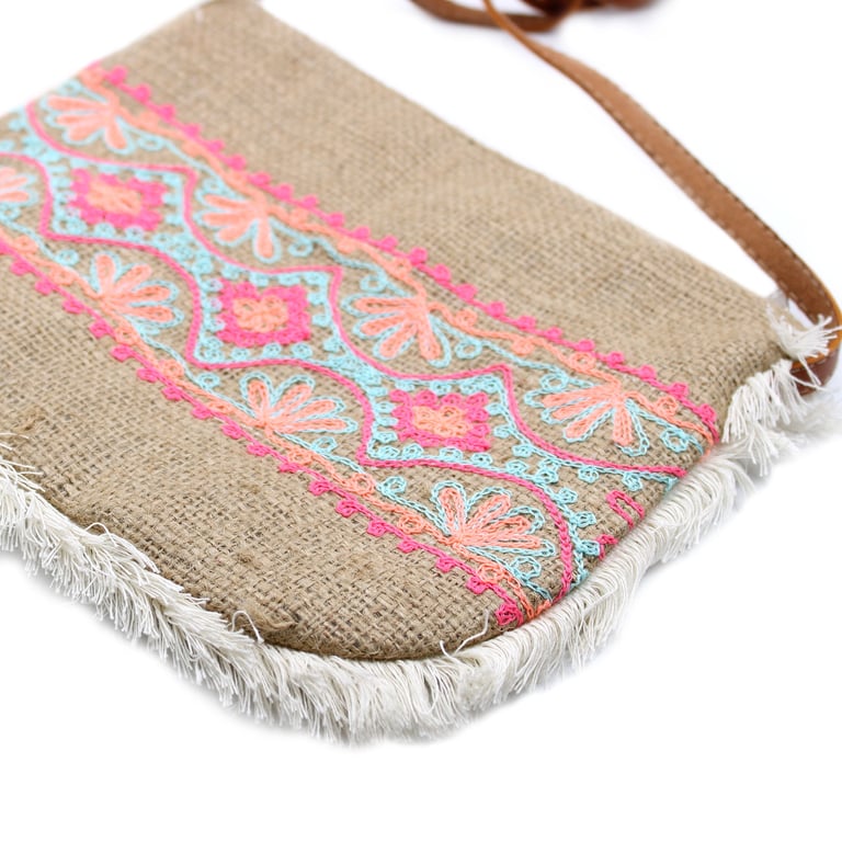 Fab Fringe Summer Pattern Embroidery Handbag