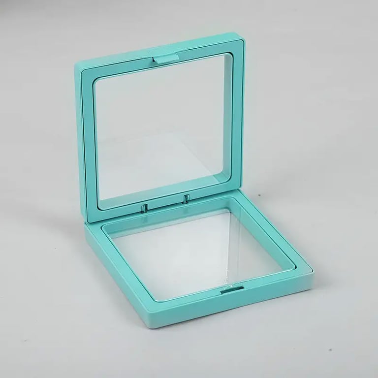 Small 3D Floating Frame Display - Teal Wall Art Display, 7x7cm Indoor Decoration