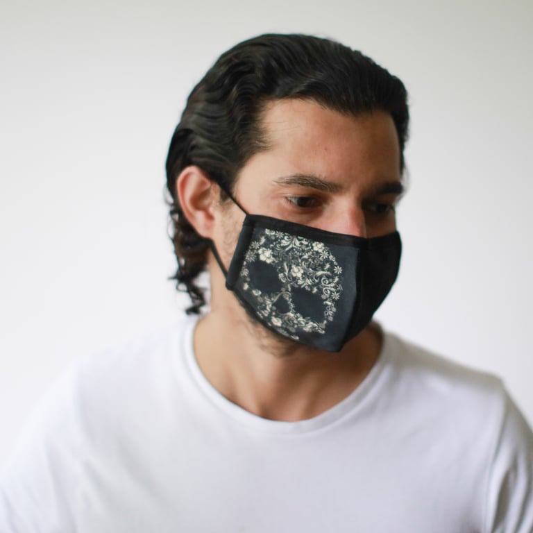 Reusable Fashion Face Mask - Flower Skull Design, Adult Size, Eco Friendly and Reusable Skin Protection