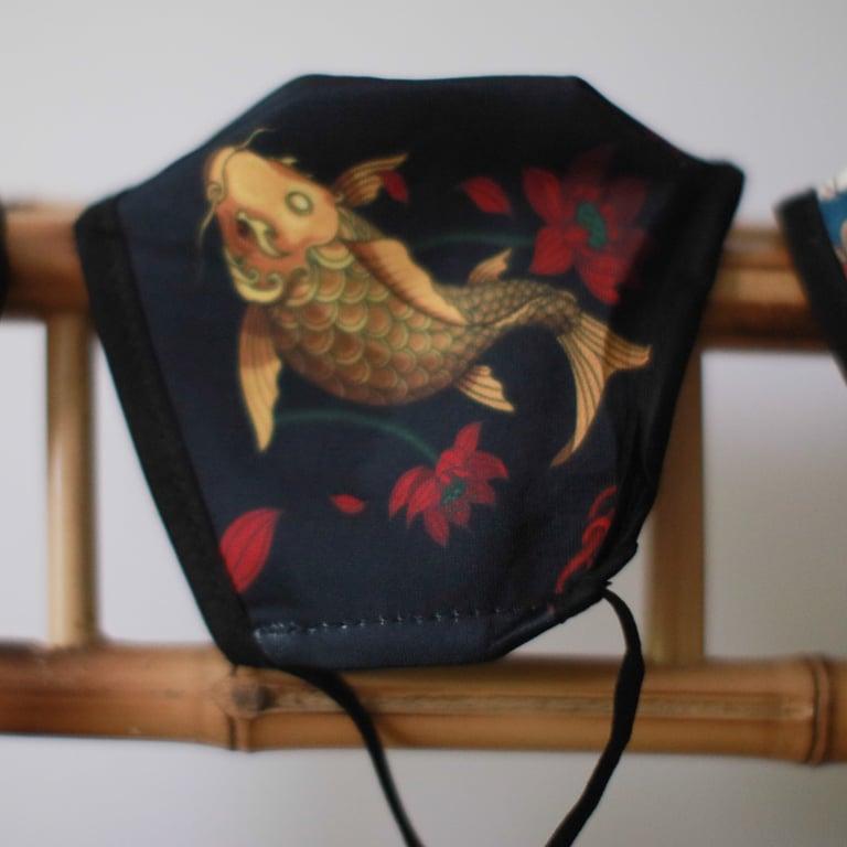 Reusable Fashion Face Mask - Golden Fish Design for Adults, Reusable and Breathable Face Coverings for Everyday Wear