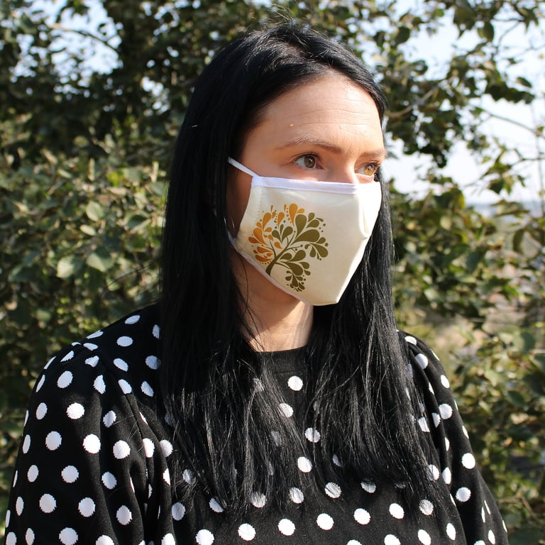 Reusable Fashion Face Covering - Golden Tree Adult Face Shield with Reusable Mask Protection