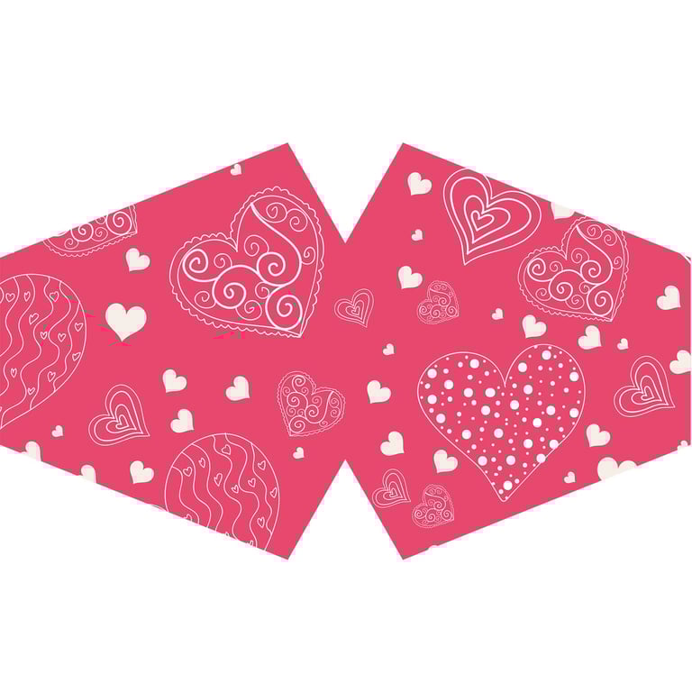 Reusable Fashion Face Covering - Adult Pink Heart Design Reusable Mask