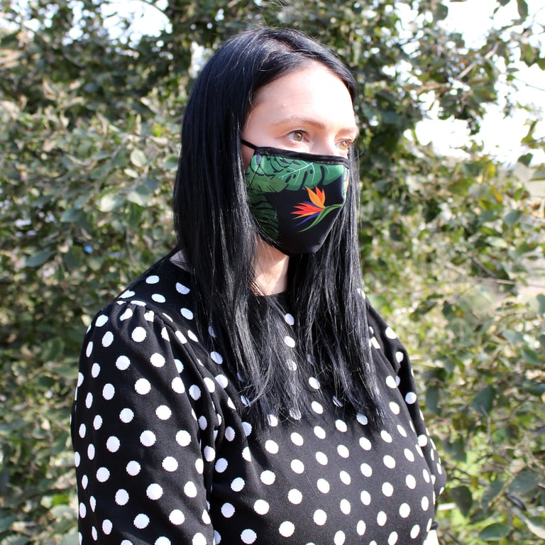 Reusable Fashion Face Covering - Green Jungle Adult Eco-Friendly Mask