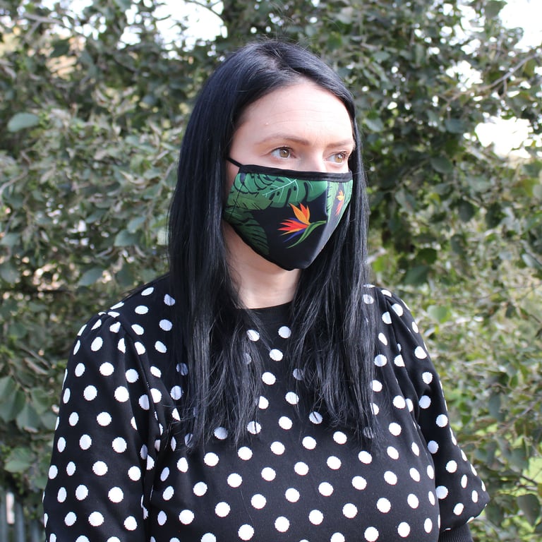 Reusable Fashion Face Covering - Green Jungle Adult Eco-Friendly Mask