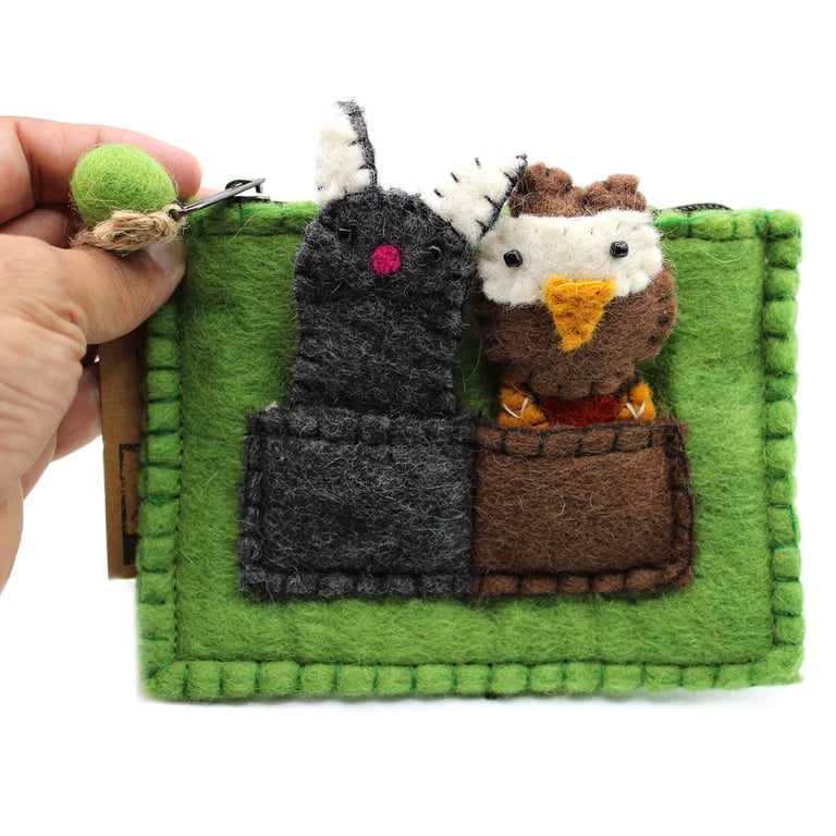 Pouch with Finger Puppets - Owl & Pussycat for Kids Toy Play