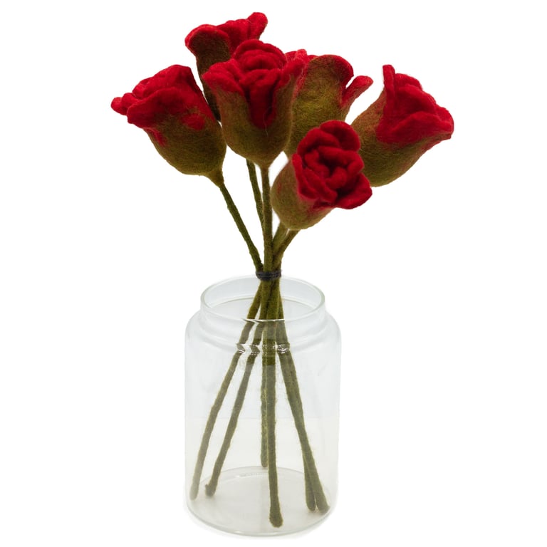 Felt Flowers - Red Roses - Premium Quality Decorative Items