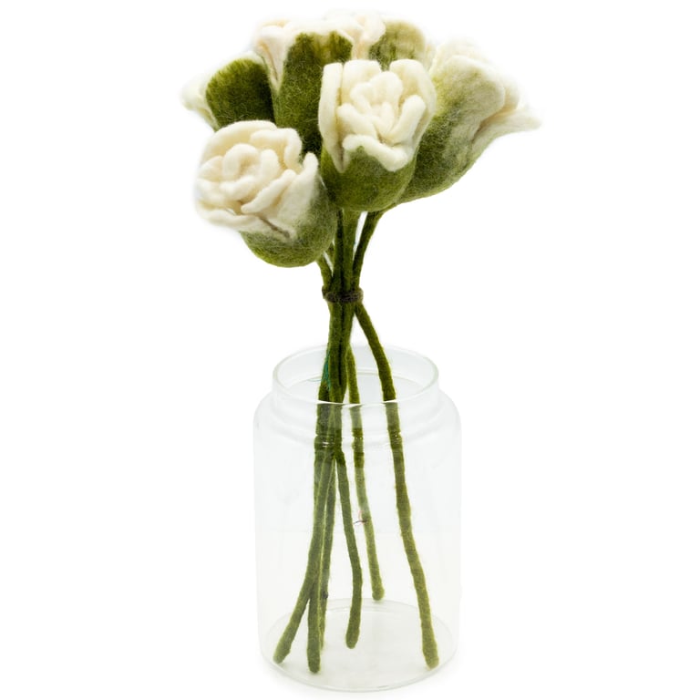 Premium White Rose Felt Flowers - Realistic Design by XYZ Brand