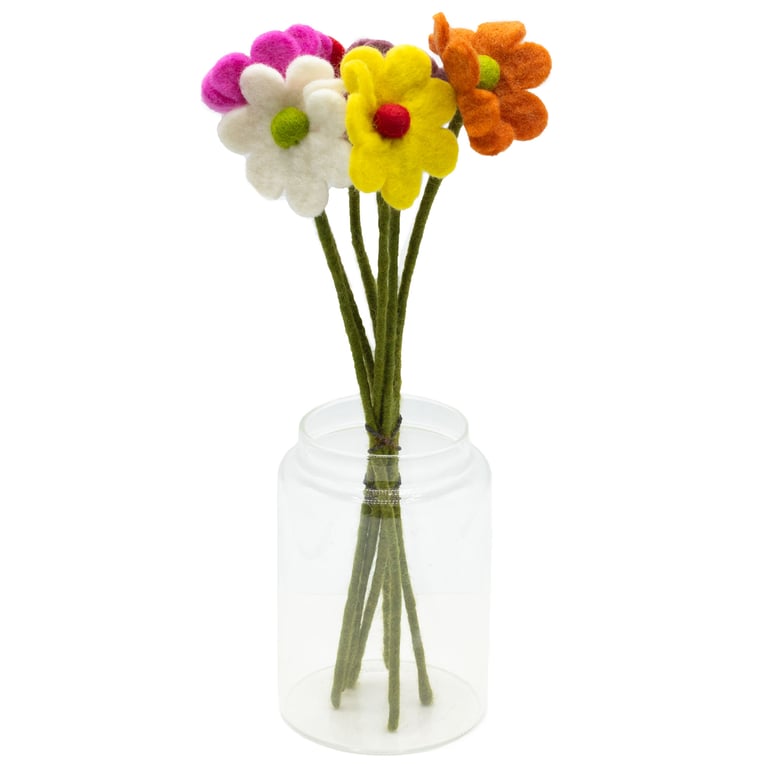 Assorted Colour Felt Daisy Flowers - Decorative & Versatile