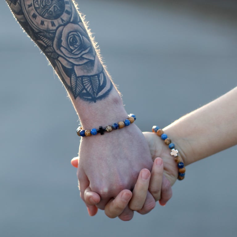 Amazonite & Yellow Jasper Gemstone Friendship Loyalty Bracelets Set of 2