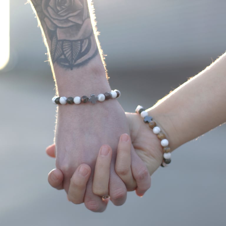Handmade Amethyst and Rose Quartz Gemstones Friendship Bracelets - Love & Harmony
