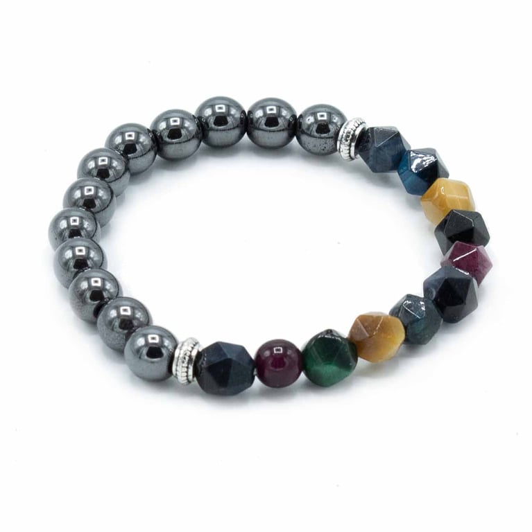 Faceted Gemstone Magnetic Rainbow Bracelet - Colorful Jewelry Accessory