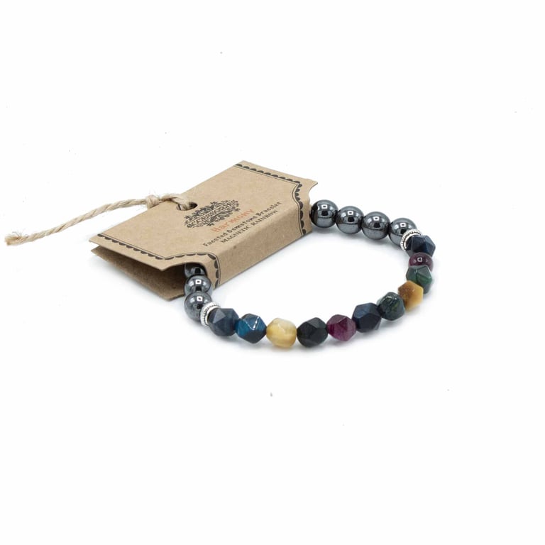 Faceted Gemstone Magnetic Rainbow Bracelet - Colorful Jewelry Accessory