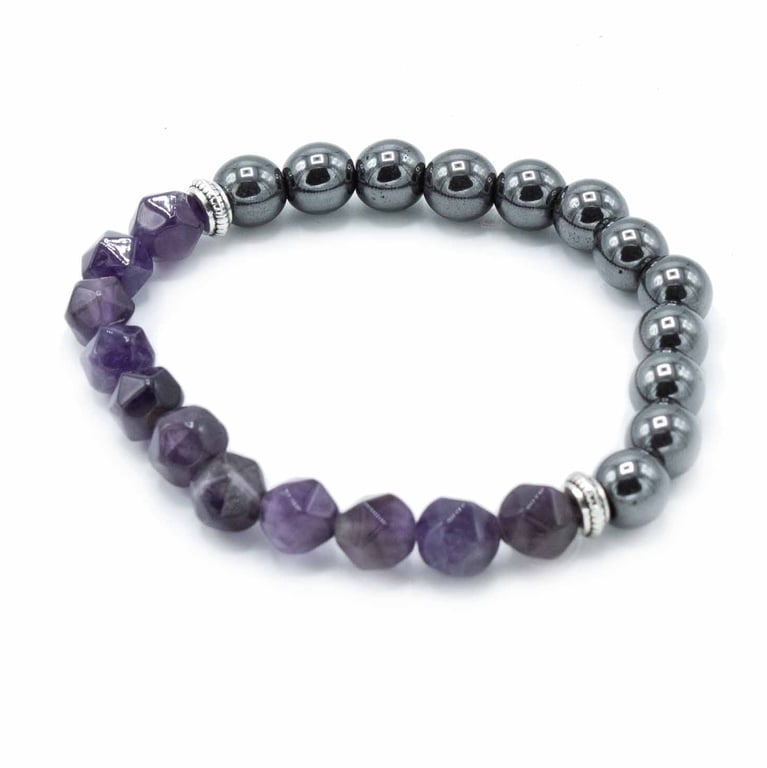 Faceted Magnetic Amethyst Gemstone Bracelet - Elegant Magnet Jewelry