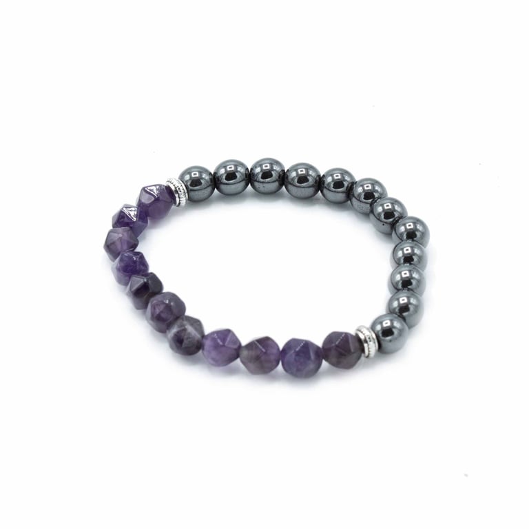 Faceted Magnetic Amethyst Gemstone Bracelet - Elegant Magnet Jewelry