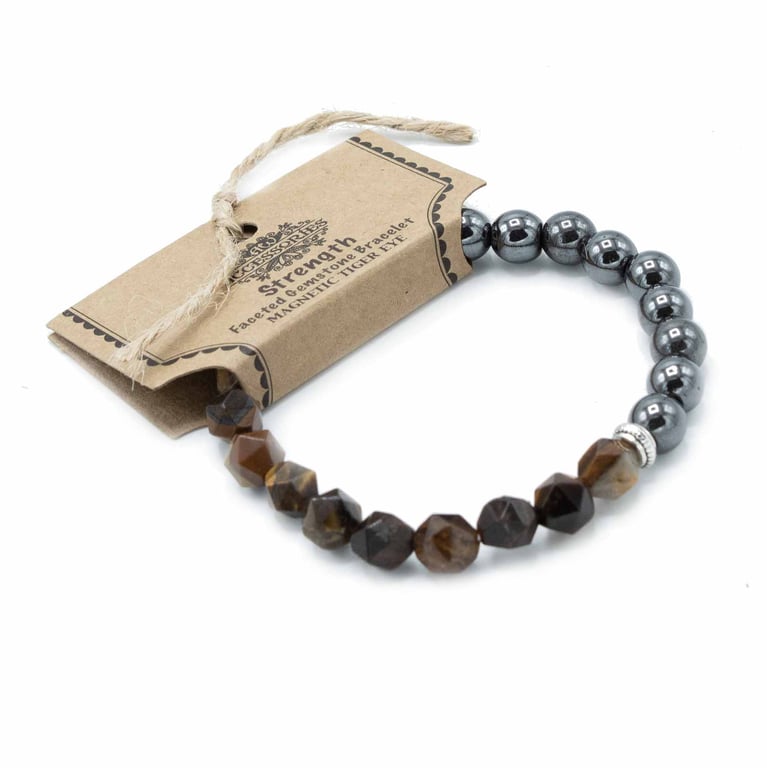 Faceted Gemstone Magnetic Tiger Eye Bracelet