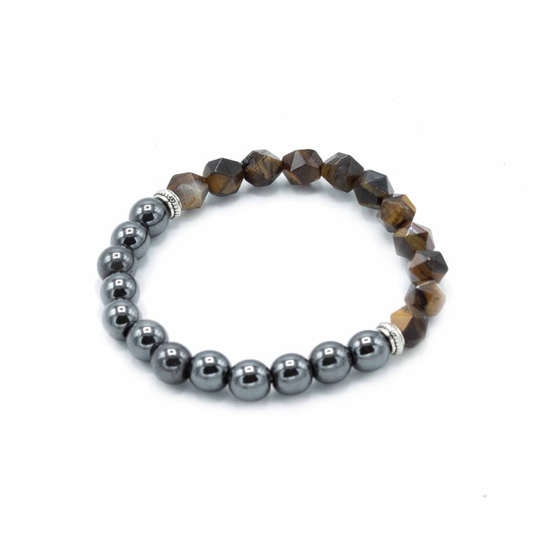 Faceted Gemstone Magnetic Tiger Eye Bracelet