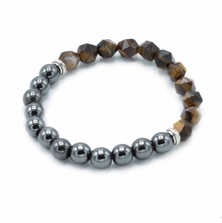 Faceted Gemstone Magnetic Tiger Eye Bracelet