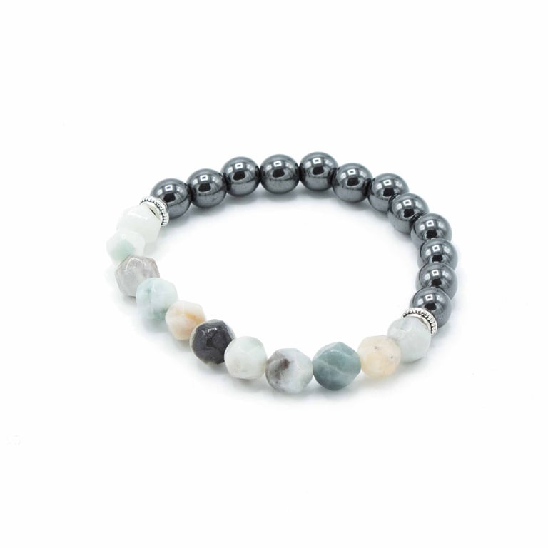 Faceted Magnetic Mountain Jade Gemstone Bracelet - Natural Jewelry Piece