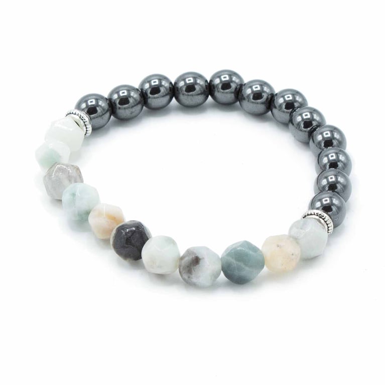 Faceted Magnetic Mountain Jade Gemstone Bracelet - Natural Jewelry Piece