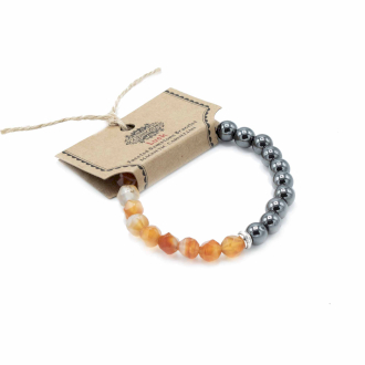 Magnetic Faceted Carnelian Gemstone Bracelet - Handcrafted Jewelry