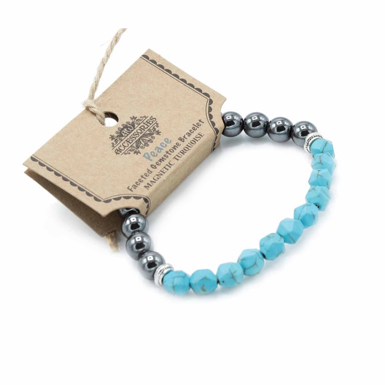 Magnetic Turquoise Faceted Gemstone Bracelet - Luxury Handcrafted Jewelry