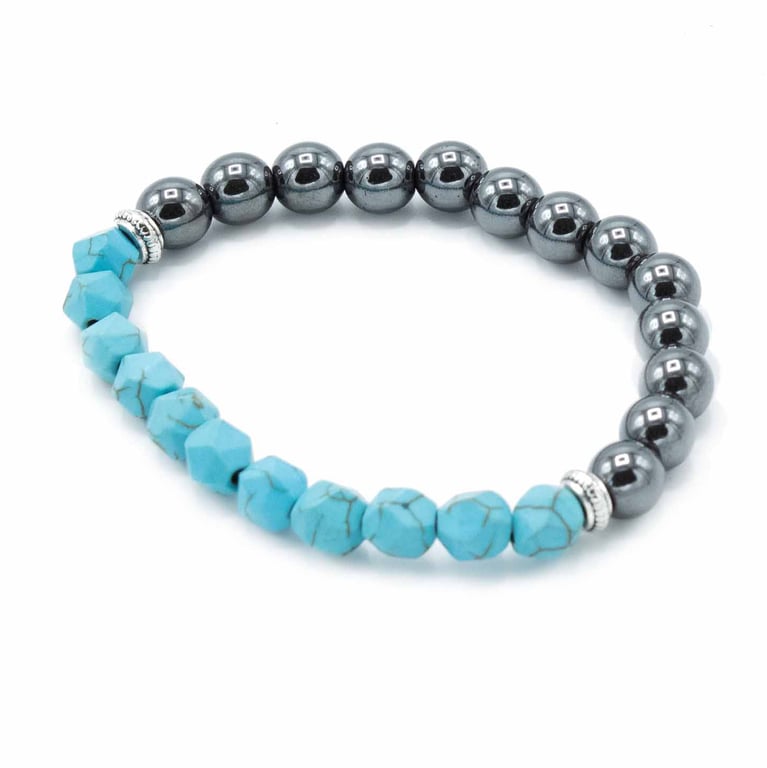 Magnetic Turquoise Faceted Gemstone Bracelet - Luxury Handcrafted Jewelry