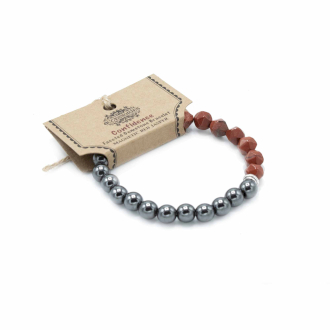 Magnetic Faceted Red Jasper Gemstone Bracelet - Handcrafted Jewelry