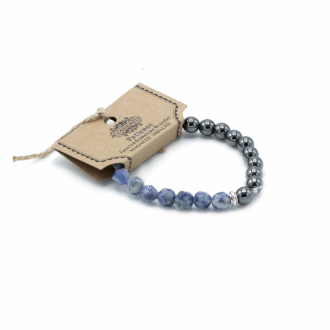 Faceted Magnetic Sodalite Gemstone Bracelet - Women s Meditation Jewelry