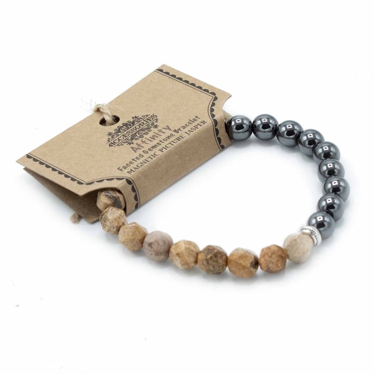 Faceted Picture Jasper Magnetic Gemstone Bracelet - Charming Magnetic Jewelry