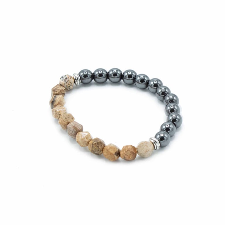 Faceted Picture Jasper Magnetic Gemstone Bracelet - Charming Magnetic Jewelry