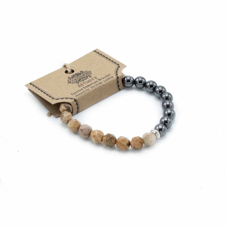 Faceted Picture Jasper Magnetic Gemstone Bracelet - Charming Magnetic Jewelry