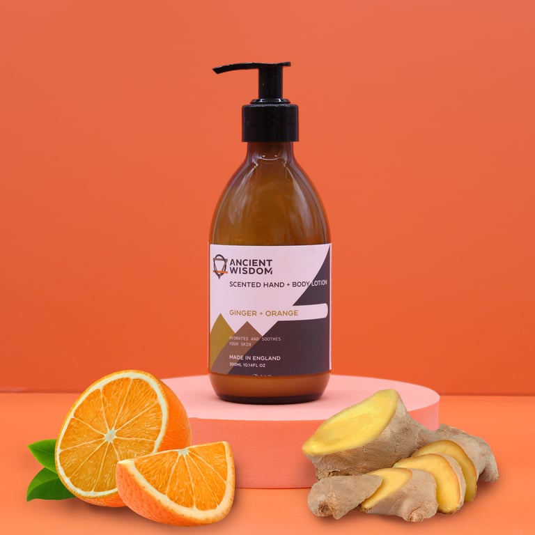 Ginger & Orange Natural Body Lotion 300ml - Moisturizing Skin Care with Ginger Scent and Fresh Orange Fragrance