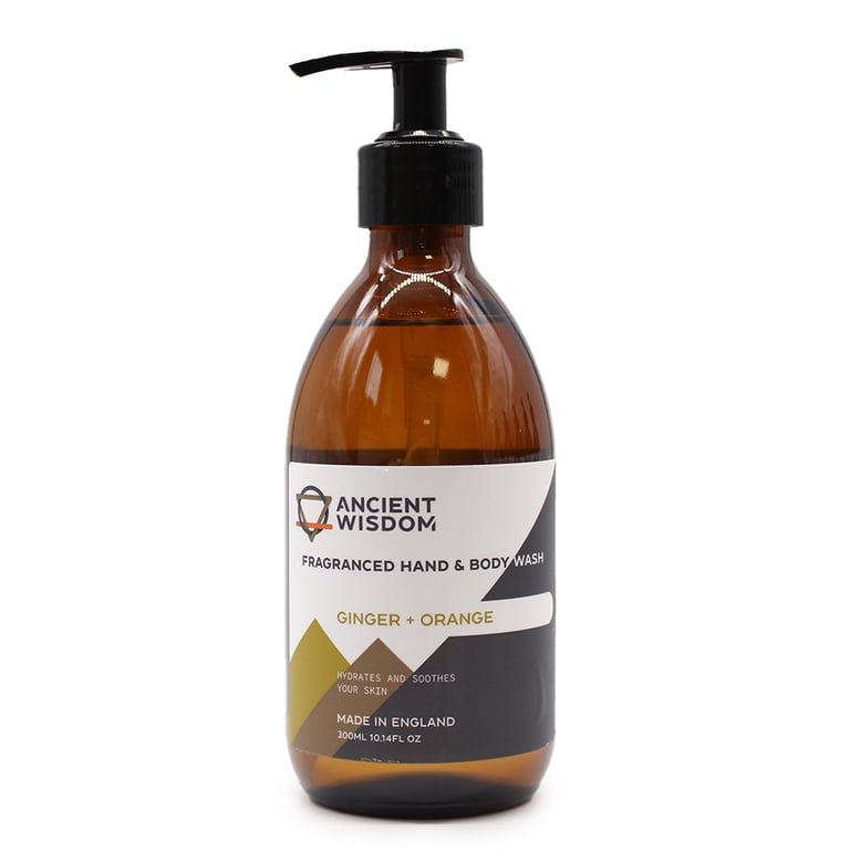 Ginger & Orange Natural Hand & Body Wash 300ml - Gentle Scented Cleanser