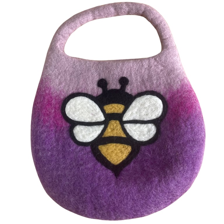 Felted Bee Bag - One Handle & Magnet - Lavender Shade Water Carrier