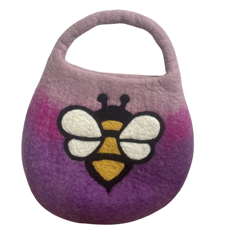 Felted Bee Bag - One Handle & Magnet - Lavender Shade Water Carrier