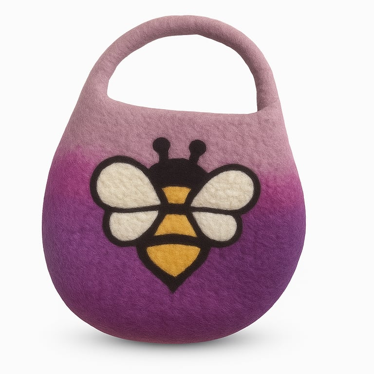 Felted Bee Bag - One Handle & Magnet - Lavender Shade Water Carrier