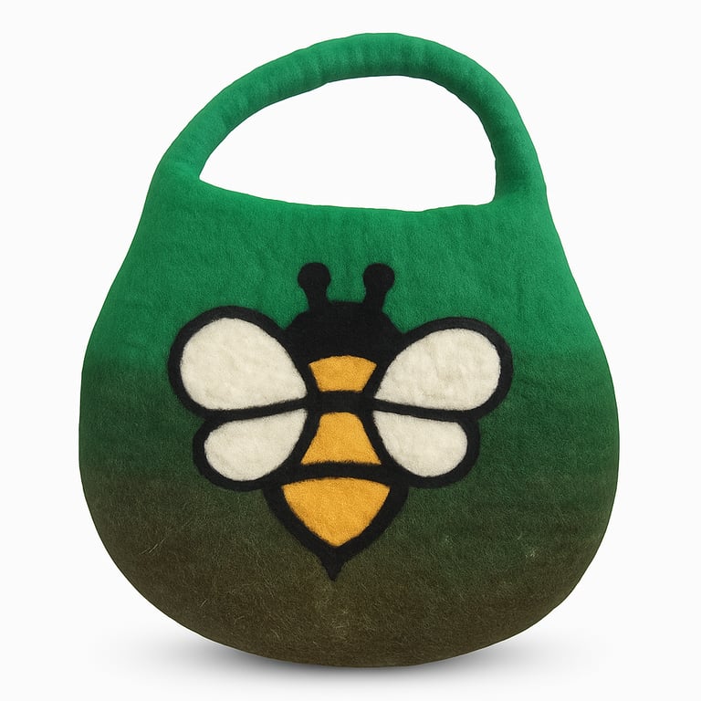 Felted Bee Bag (1 Handle & Magnet) - Garden Greens by Unspecified Brand