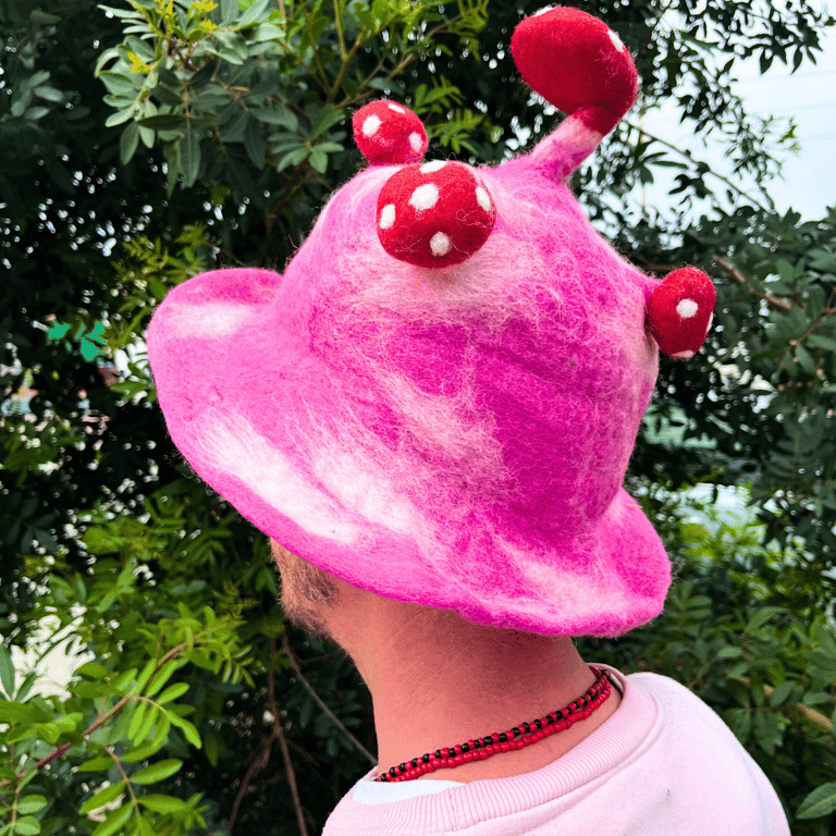 Shocking Pink Felted Mushroom Hat - Cozy & Stylish